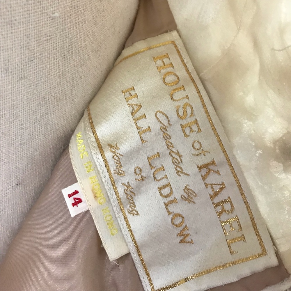 SOLD Vintage 60s Hall Ludlow Gown Sequins Lace Organza Cream Beige Wedding Dress - Picture 8 of 16